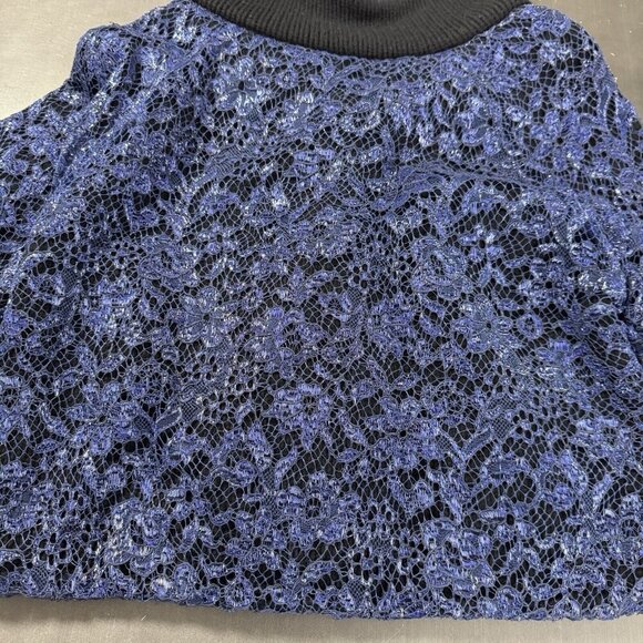 Marc Jacobs Bolero‎ Cashmere Crop Jacket Luxury Blue Metallic Floral Mesh Blazer - Picture 11 of 16